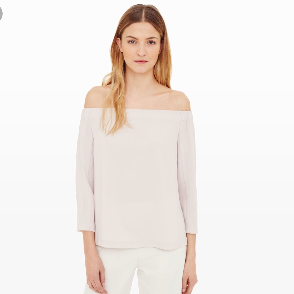 Club Monaco Yandel Off Shoulder Top in Rose Grey